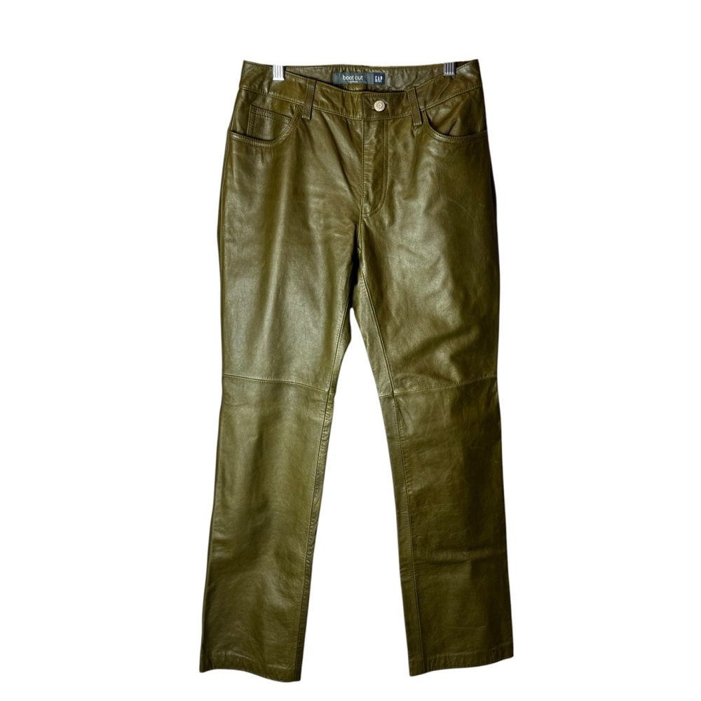 GAP Olive Green Leather Boot Cut Pants